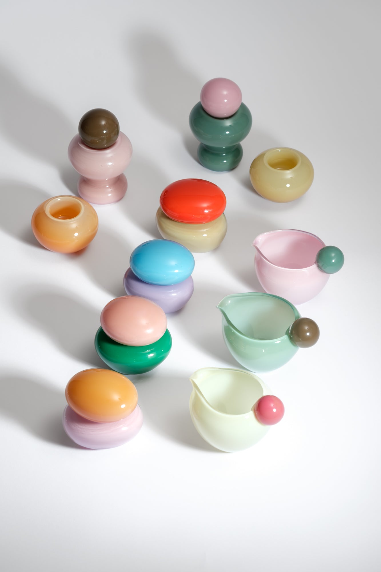 Mouth-blown glass objects, bonbonniere mini, the pair and jug mini - the souvenir series